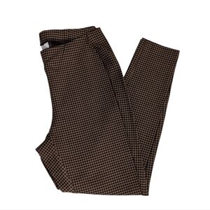 J. Jill Ponte Knit Checkered Slim Leg Leggings MP Brown Black